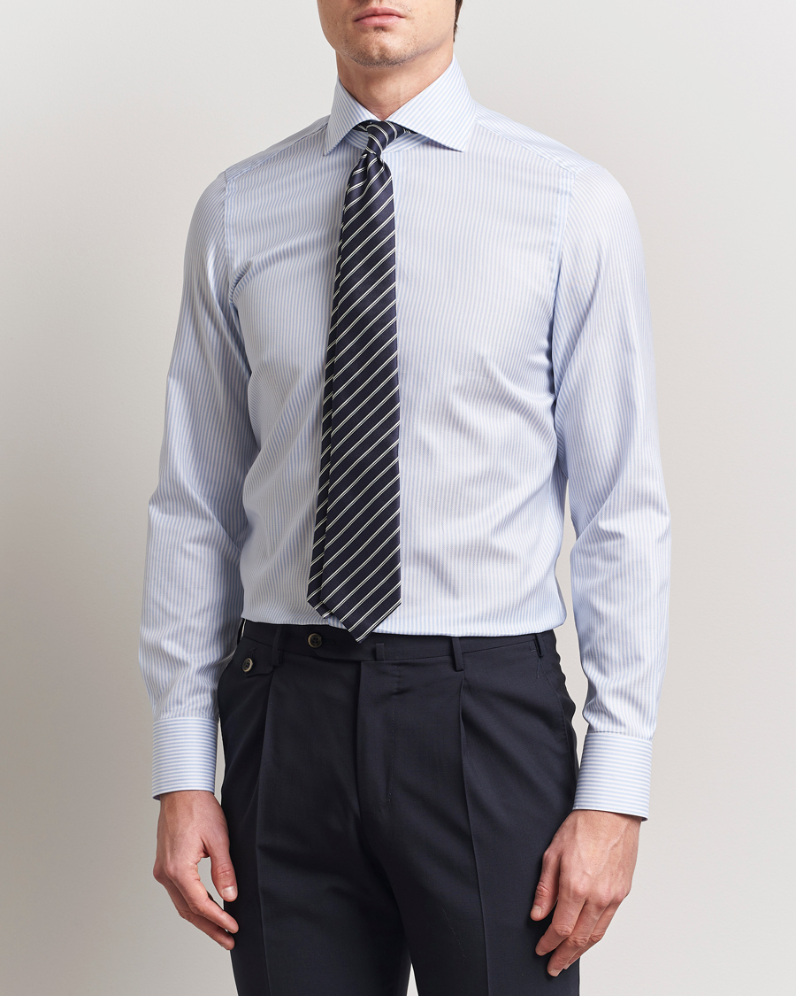 Herr | Skjortor | Finamore Napoli | Milano Slim Royal Oxford Dress Shirt Blue Stripe