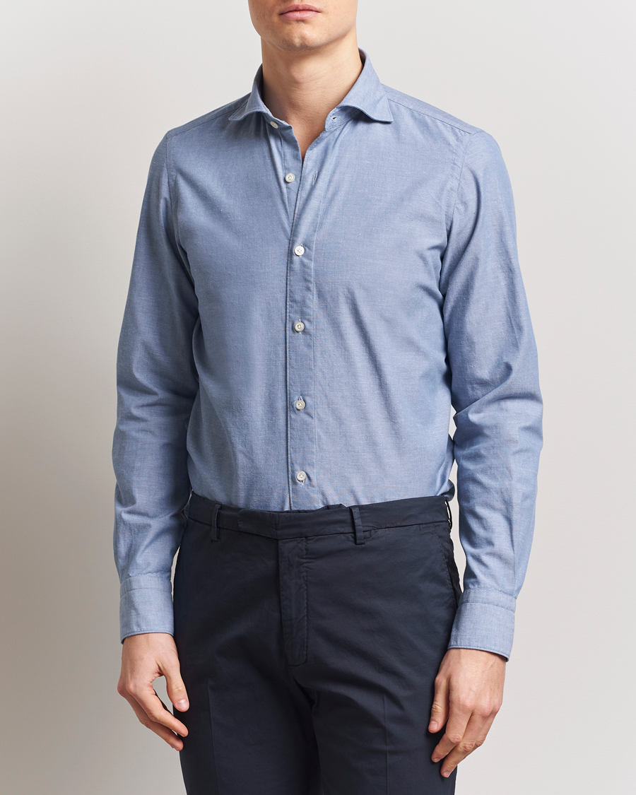Herr | Skjortor | Finamore Napoli | Gaeta Chambray Shirt Blue