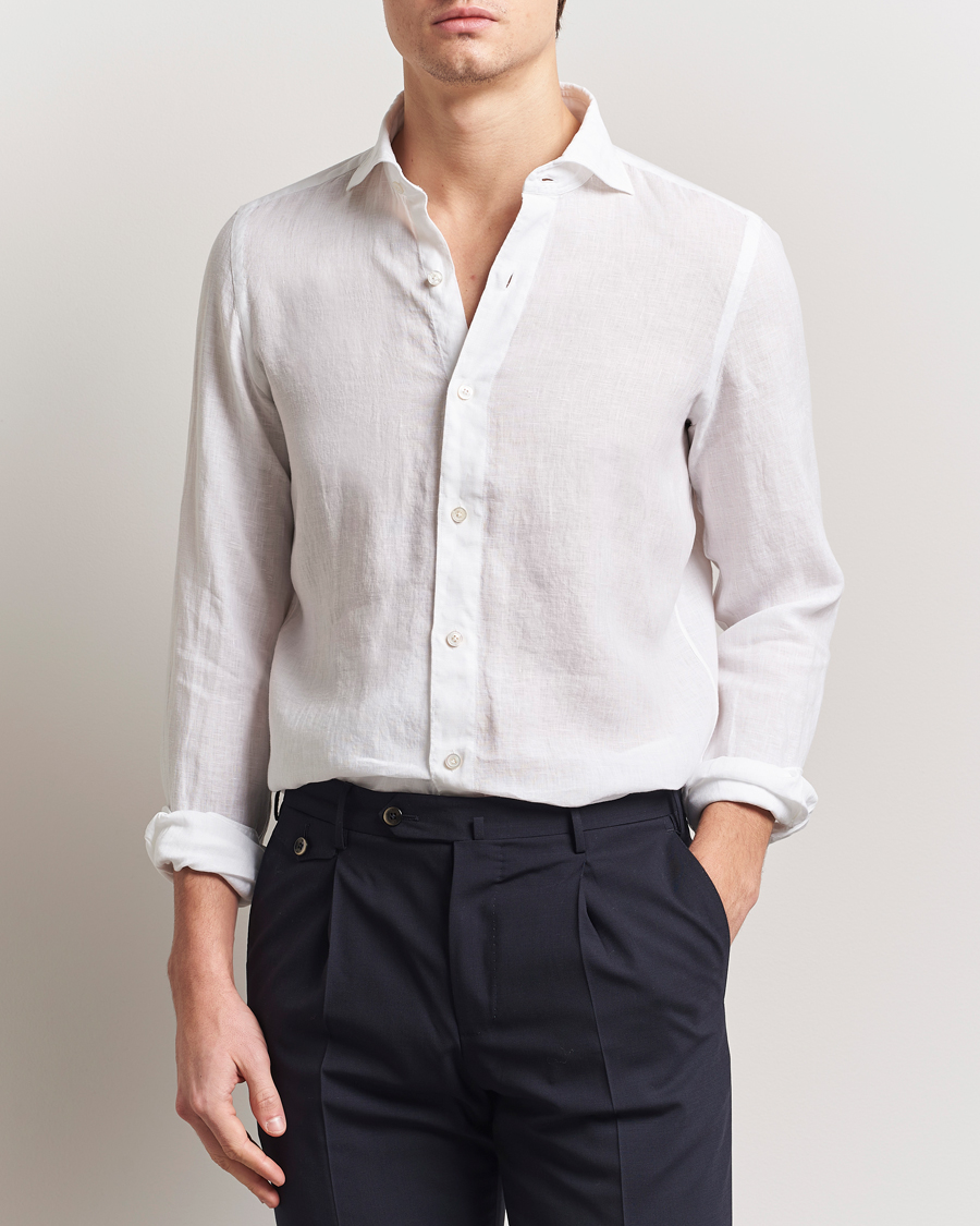 Herr | Skjortor | Finamore Napoli | Gaeta Linen Shirt White