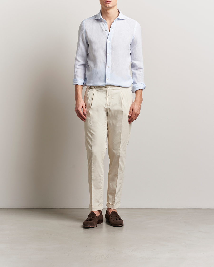 Herr | Skjortor | Finamore Napoli | Gaeta Linen Shirt Light Blue
