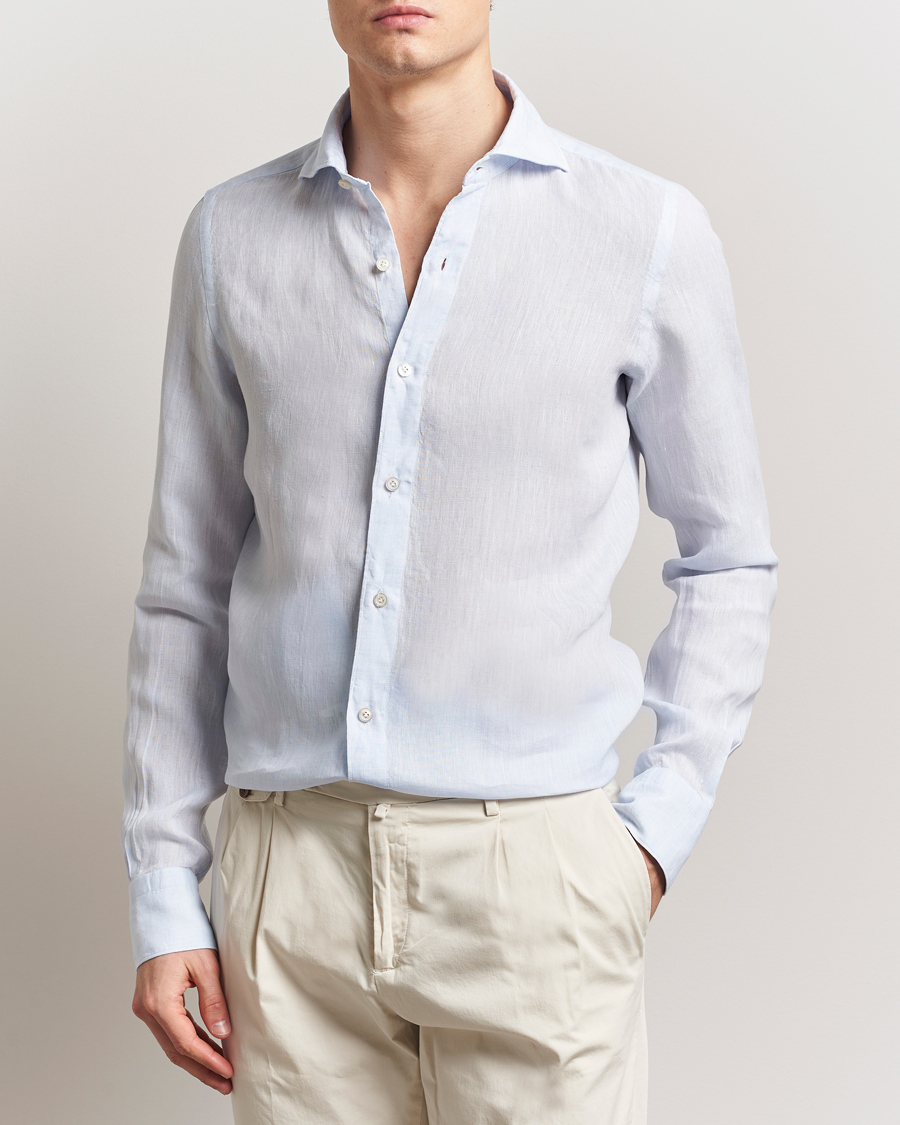 Herr | Skjortor | Finamore Napoli | Gaeta Linen Shirt Light Blue