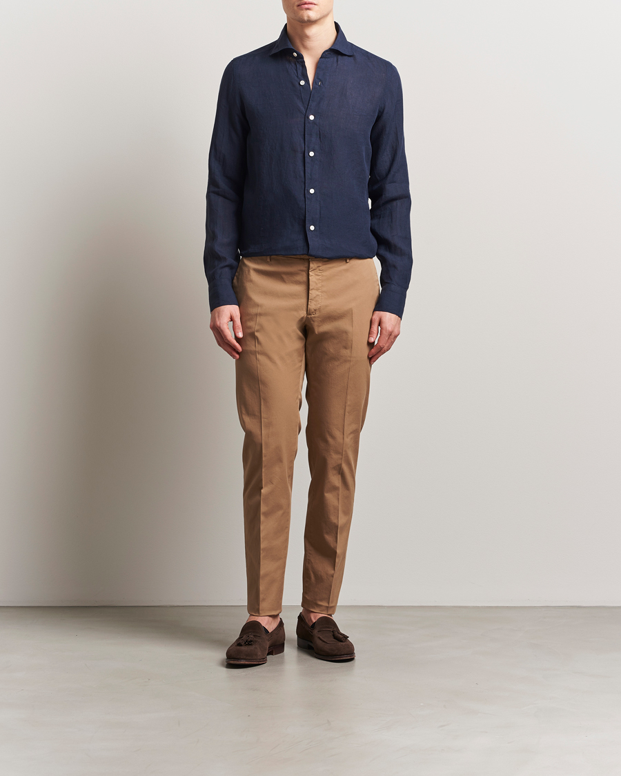 Herr | Skjortor | Finamore Napoli | Gaeta Linen Shirt Navy