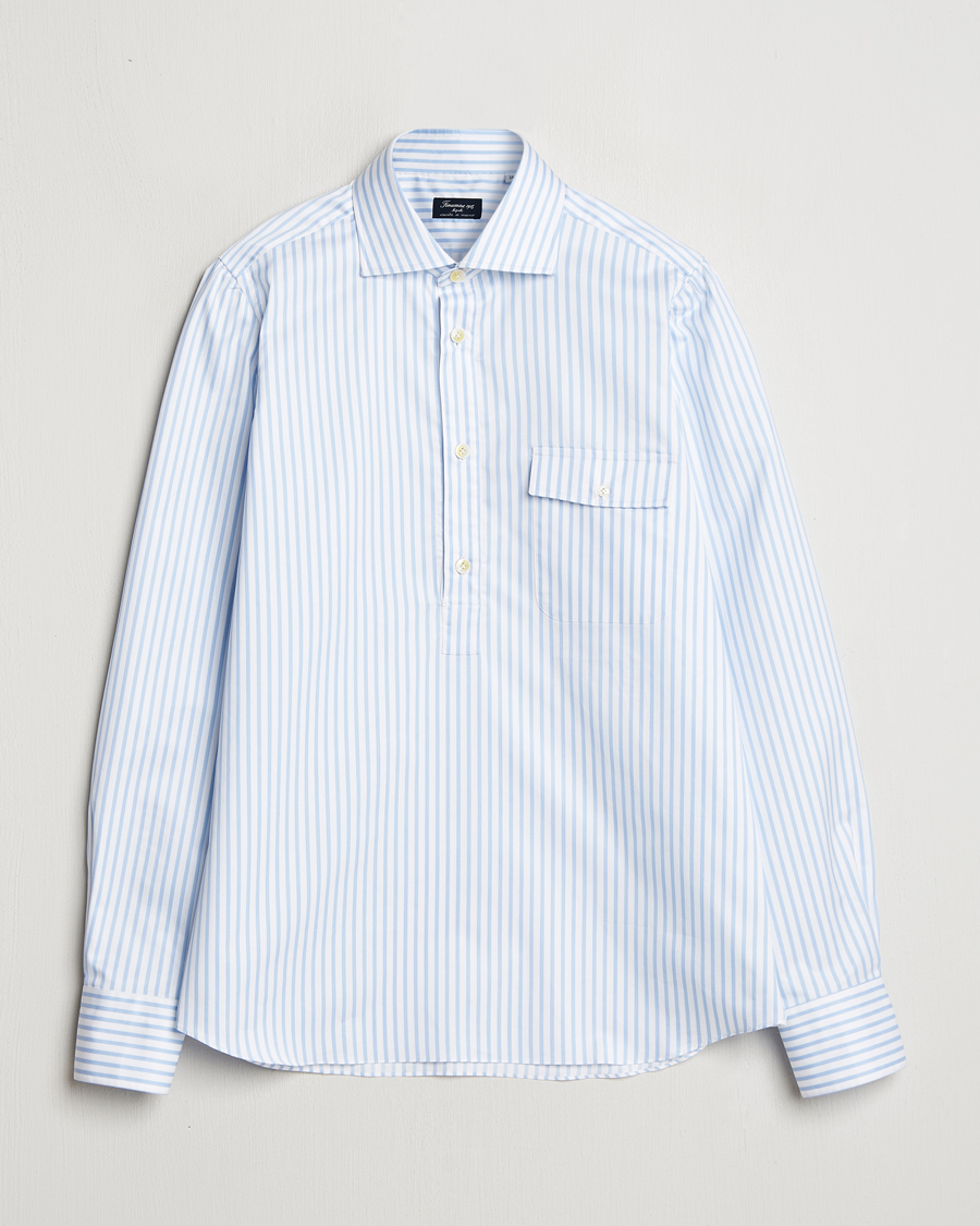 Herr | Skjortor | Finamore Napoli | Porto Popover Shirt Light Blue