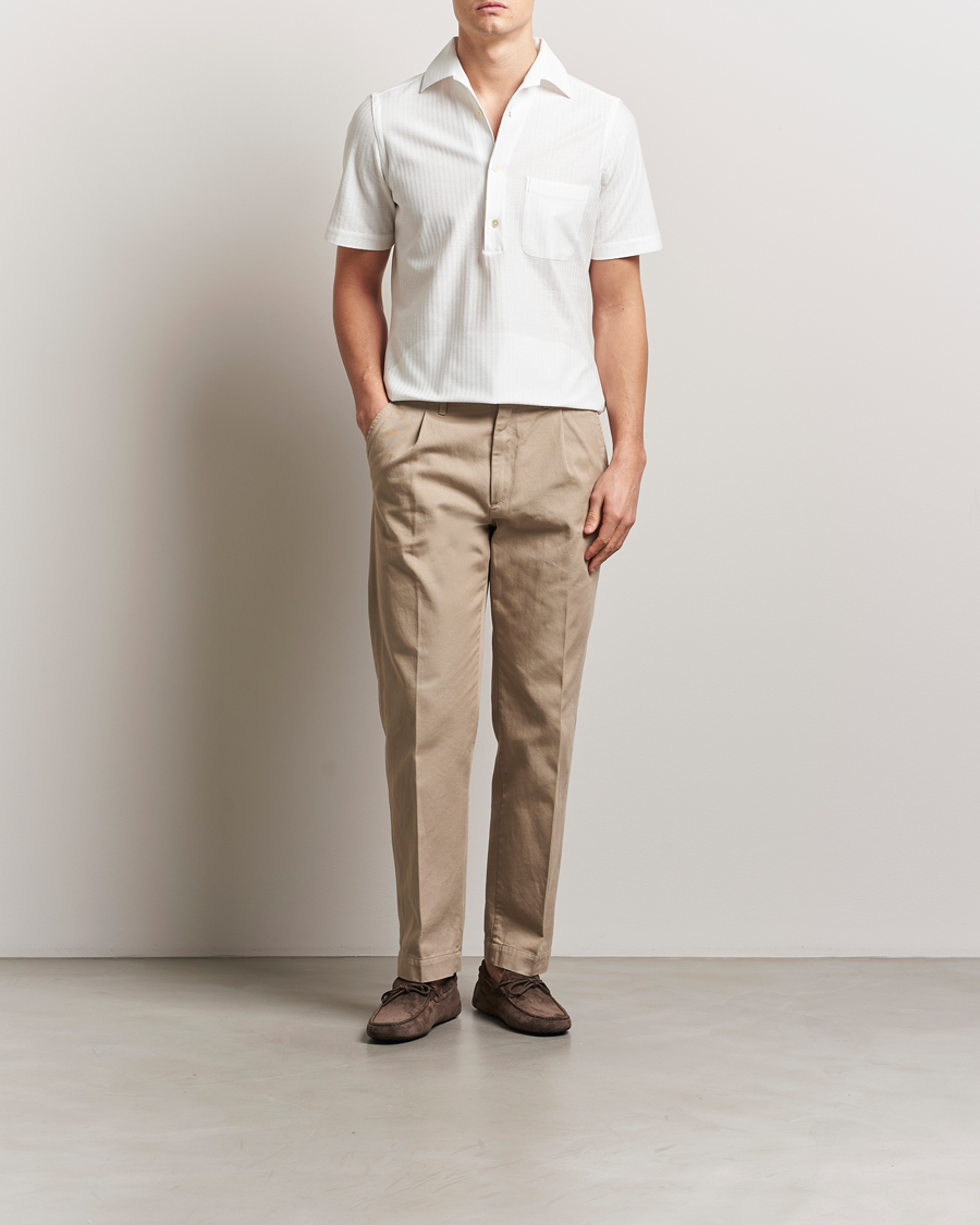 Herr | Skjortor | Finamore Napoli | Vico Jersey Short Sleeve Polo White