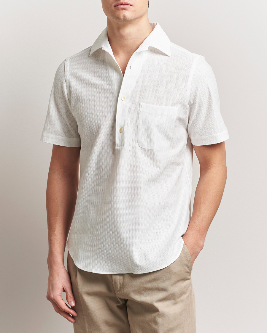 Herr | Skjortor | Finamore Napoli | Vico Jersey Short Sleeve Polo White
