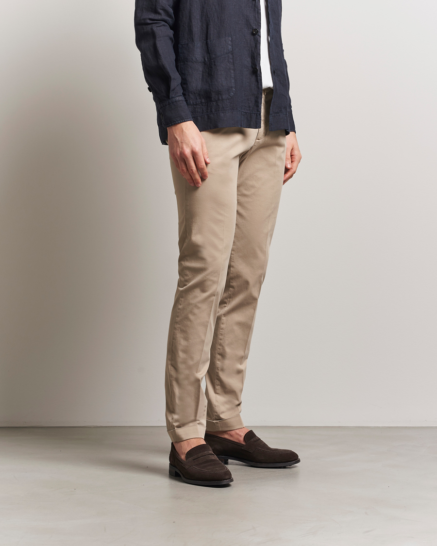 Herr | Byxor | Briglia 1949 | Slim Fit Cotton Chinos Taupe
