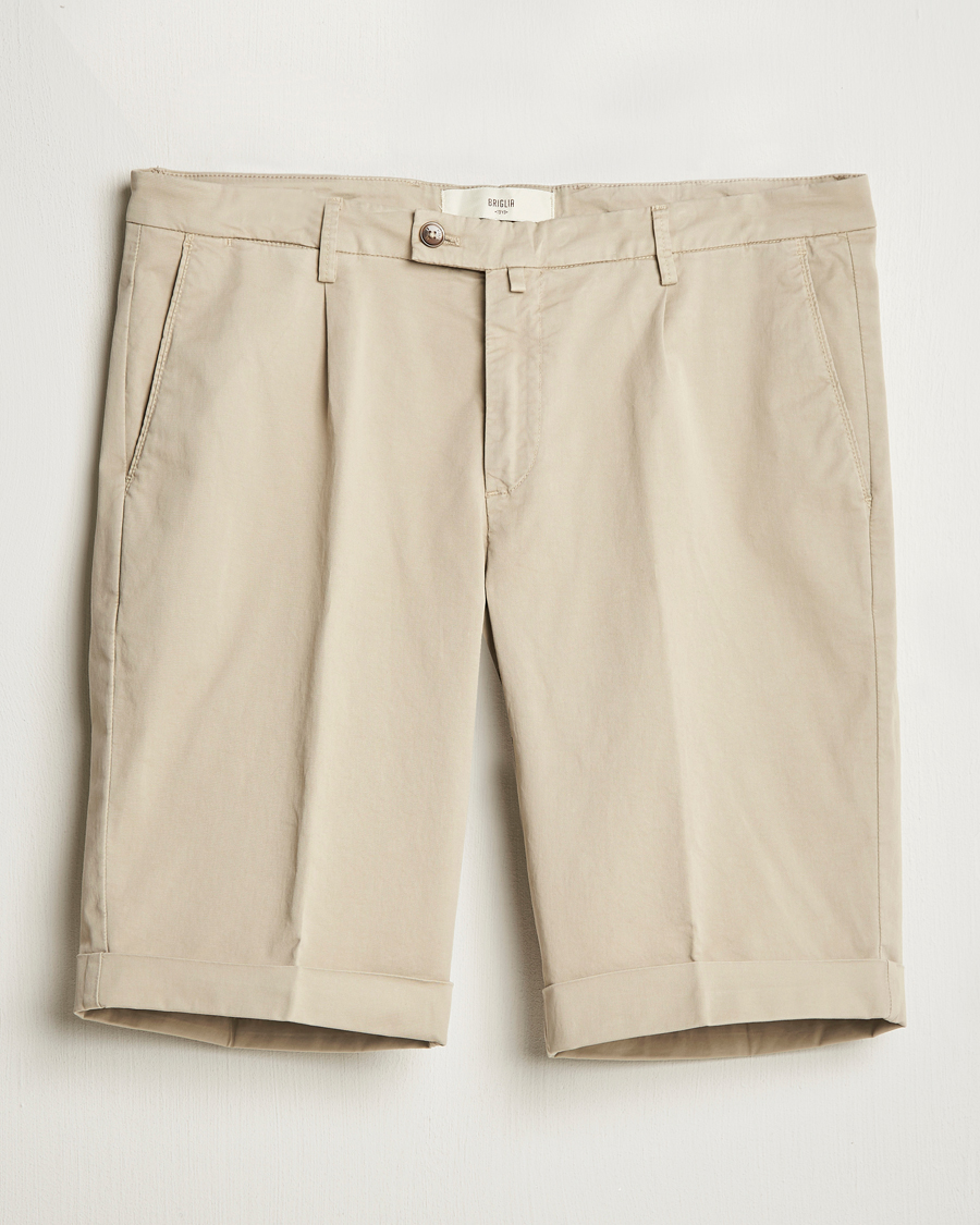 Herr | Shorts | Briglia 1949 | Pleated Cotton Shorts Taupe