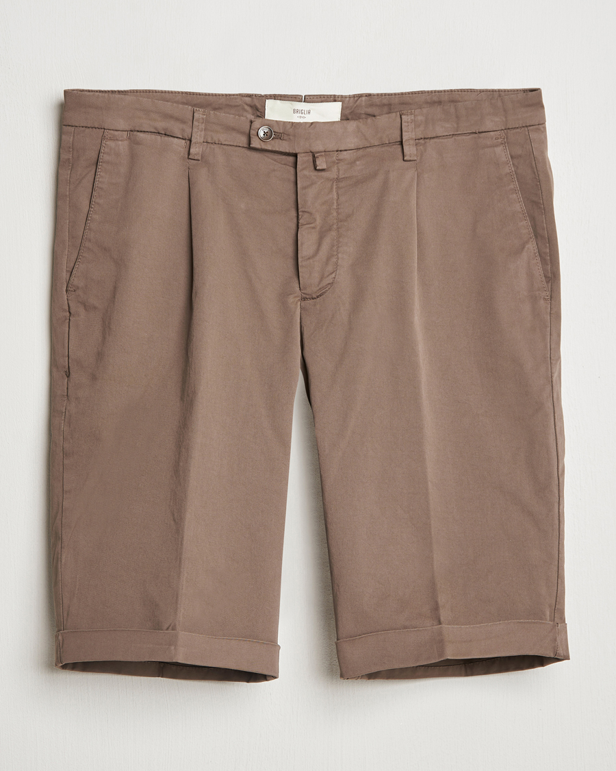 Herr | Shorts | Briglia 1949 | Pleated Cotton Shorts Brown