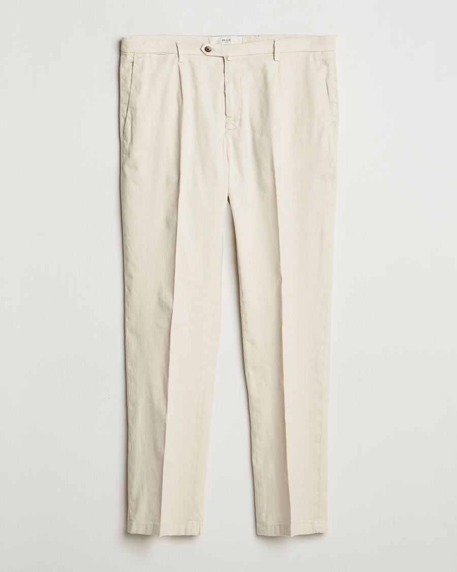 Herr | Byxor | Briglia 1949 | Pleated Linen Trousers Cream