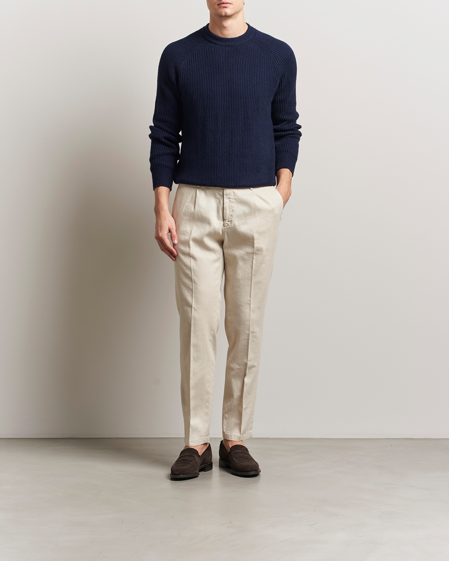 Herr | Byxor | Briglia 1949 | Pleated Linen Trousers Cream