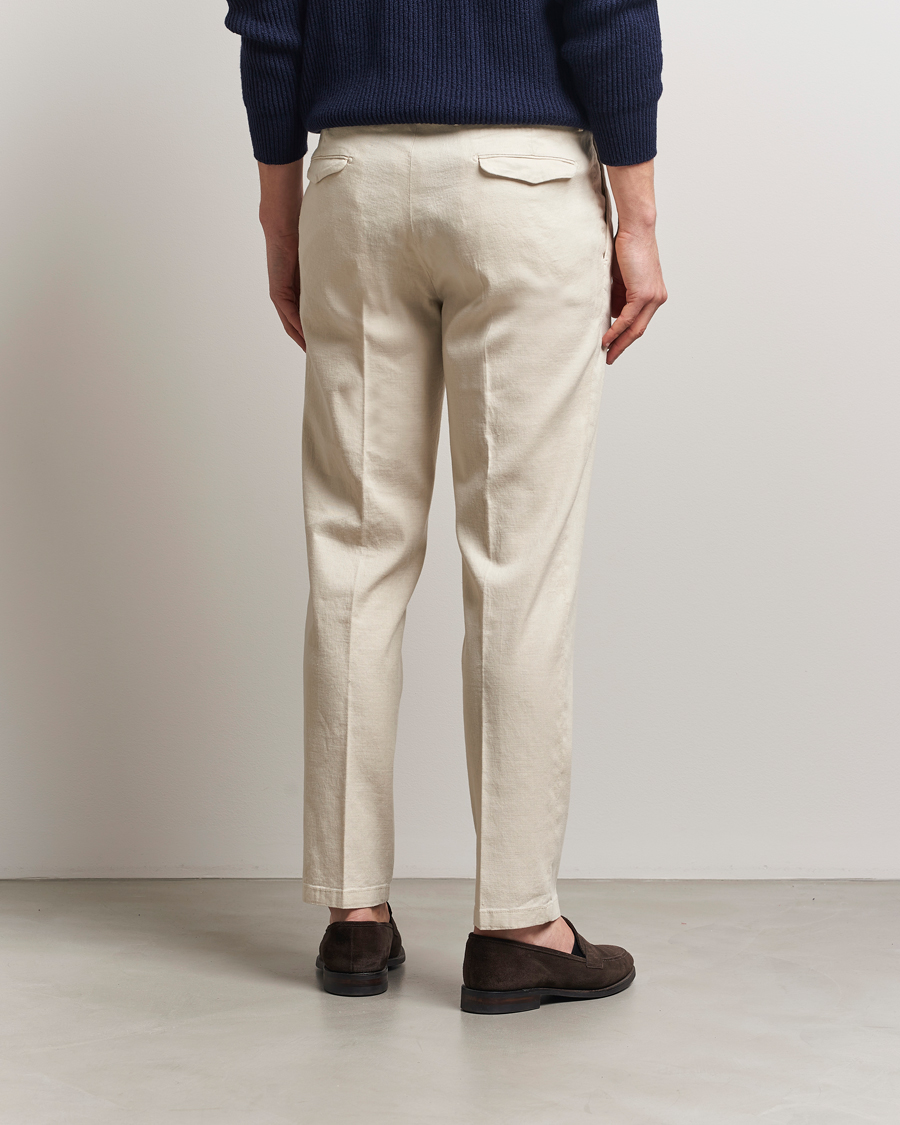 Herr | Byxor | Briglia 1949 | Pleated Linen Trousers Cream