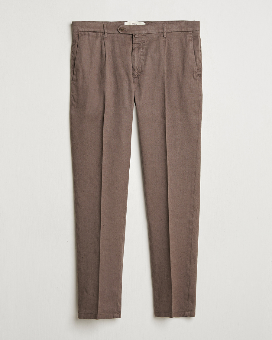 Herr | Byxor | Briglia 1949 | Pleated Linen Trousers Brown