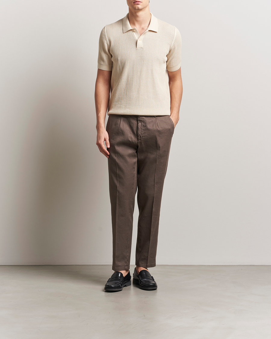 Herr | Byxor | Briglia 1949 | Pleated Linen Trousers Brown