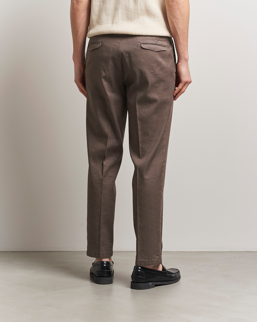 Herr | Byxor | Briglia 1949 | Pleated Linen Trousers Brown