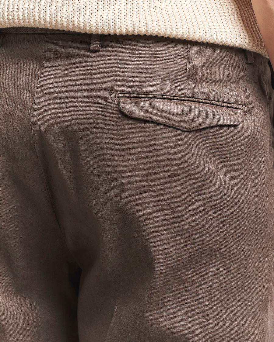 Herr | Byxor | Briglia 1949 | Pleated Linen Trousers Brown