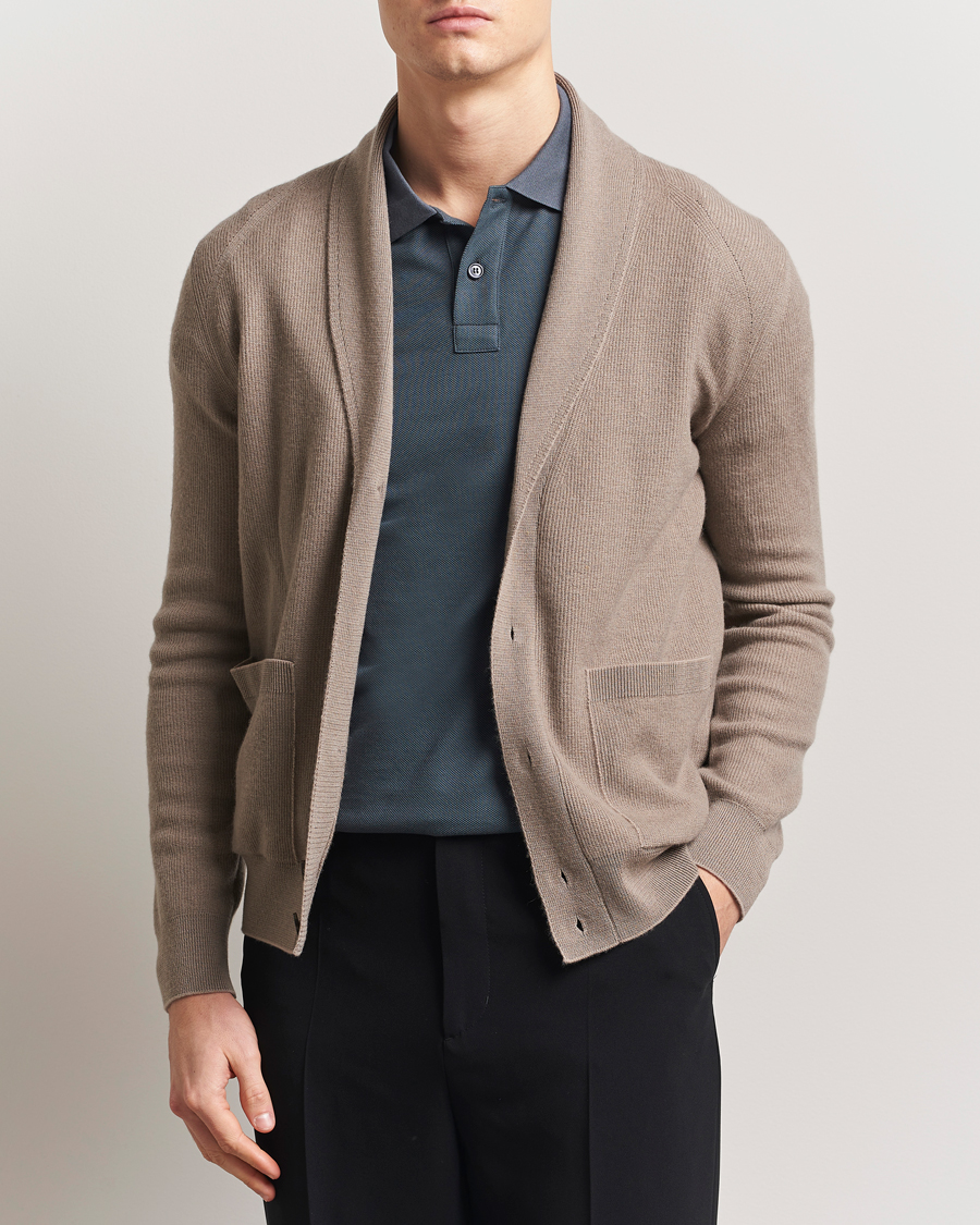Herr | Tröjor | Brioni | Cashmere/Cotton Shawl Cardigan Beige