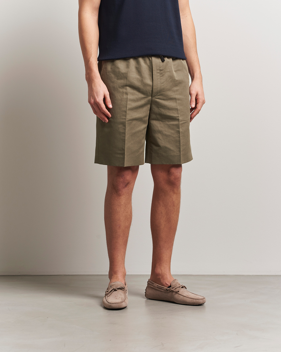 Herr | Shorts | Brioni | Cotton/Linen Drawstring Shorts Military
