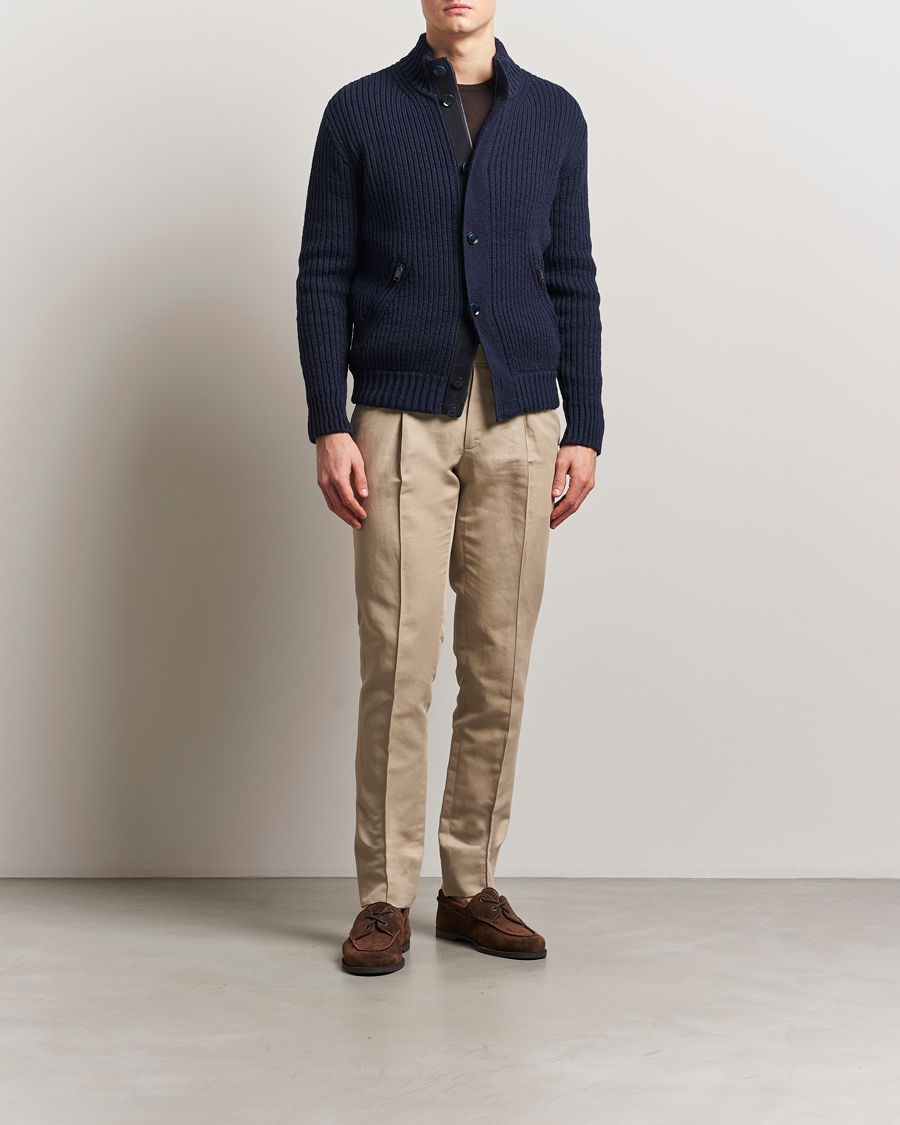 Herr | Byxor | Brioni | Cotton/Linen Pleated Trousers Beige