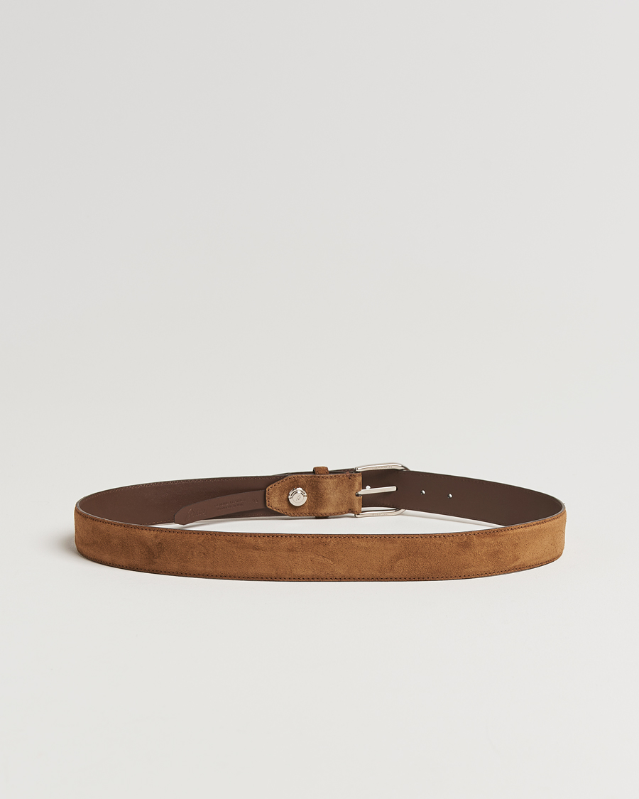 Herr | Bälten | Brioni | Rounded Buckle Belt Brown Suede