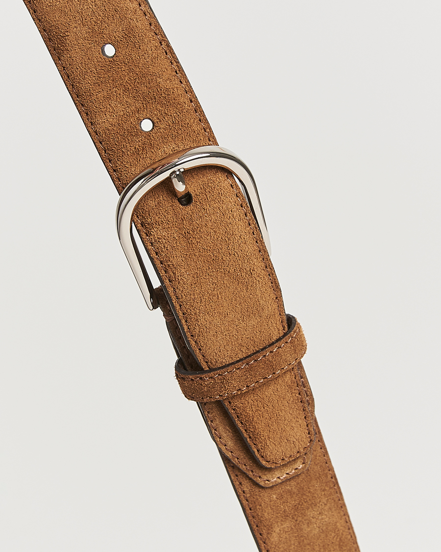 Herr | Bälten | Brioni | Rounded Buckle Belt Brown Suede