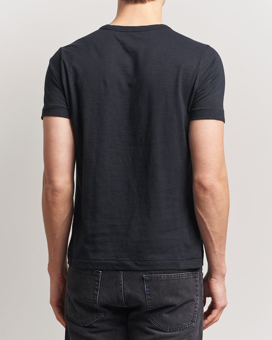 Herr | T-Shirts | Merz b. Schwanen | Organic Pima Cotton Slub Crew Neck T-Shirt Black