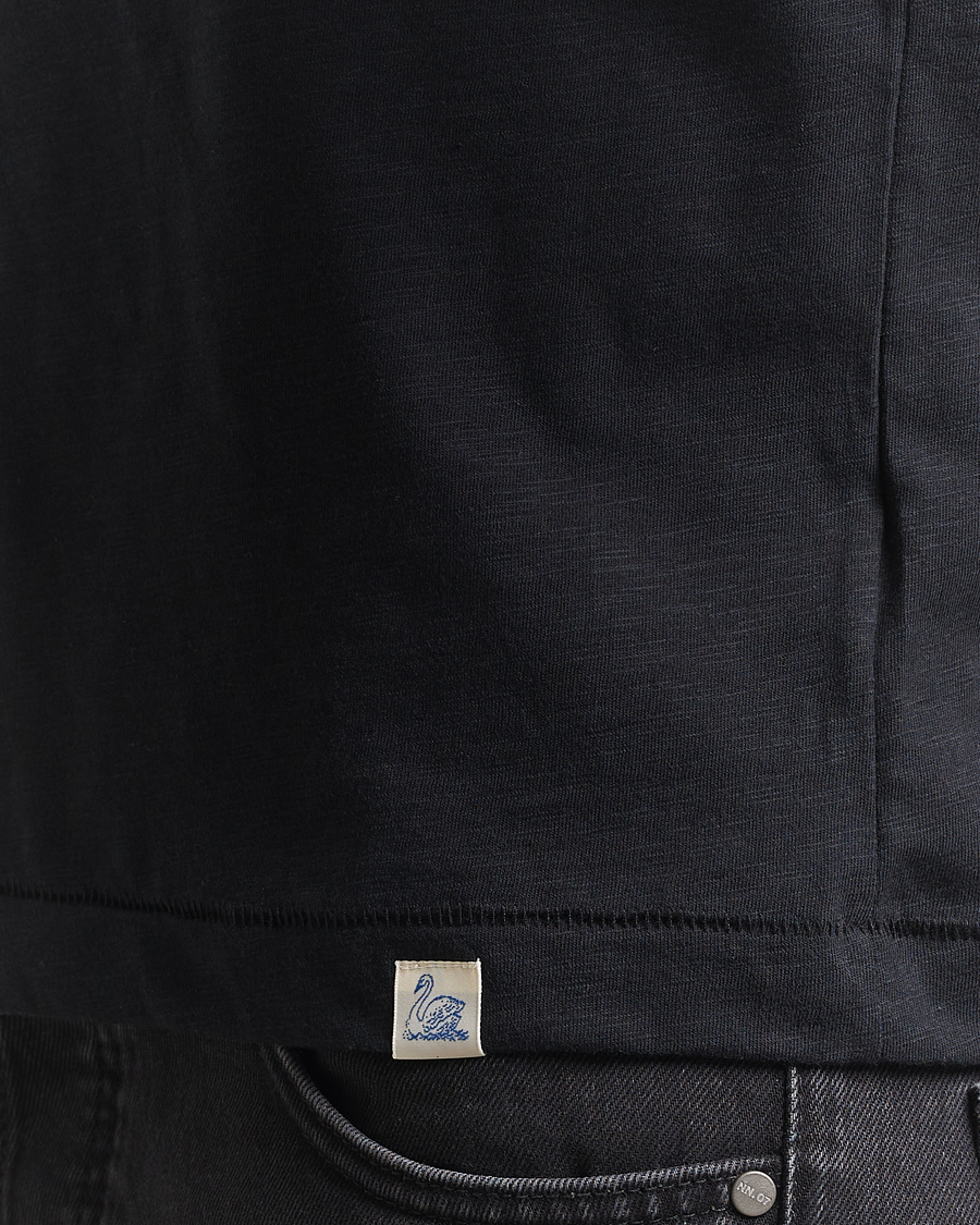 Herr | T-Shirts | Merz b. Schwanen | Organic Pima Cotton Slub Crew Neck T-Shirt Black