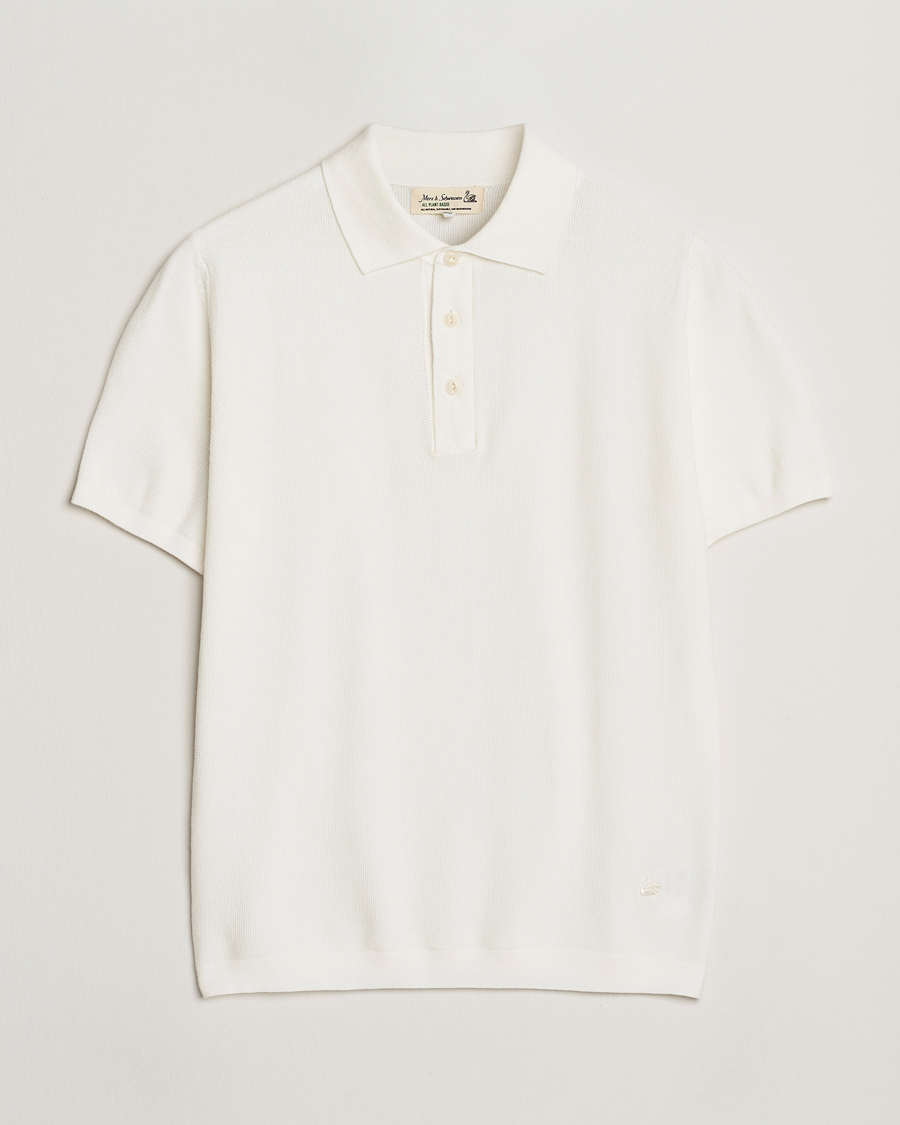 Herr | Pikéer | Merz b. Schwanen | Relaxed Fit Knitted Polo White