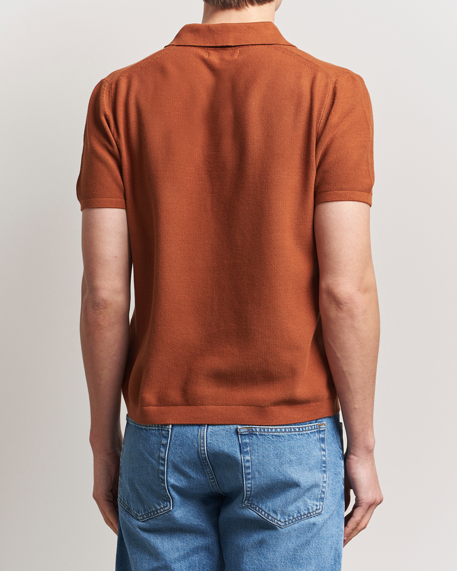 Herr | Pikéer | Merz b. Schwanen | Relaxed Fit Knitted Polo Caramel