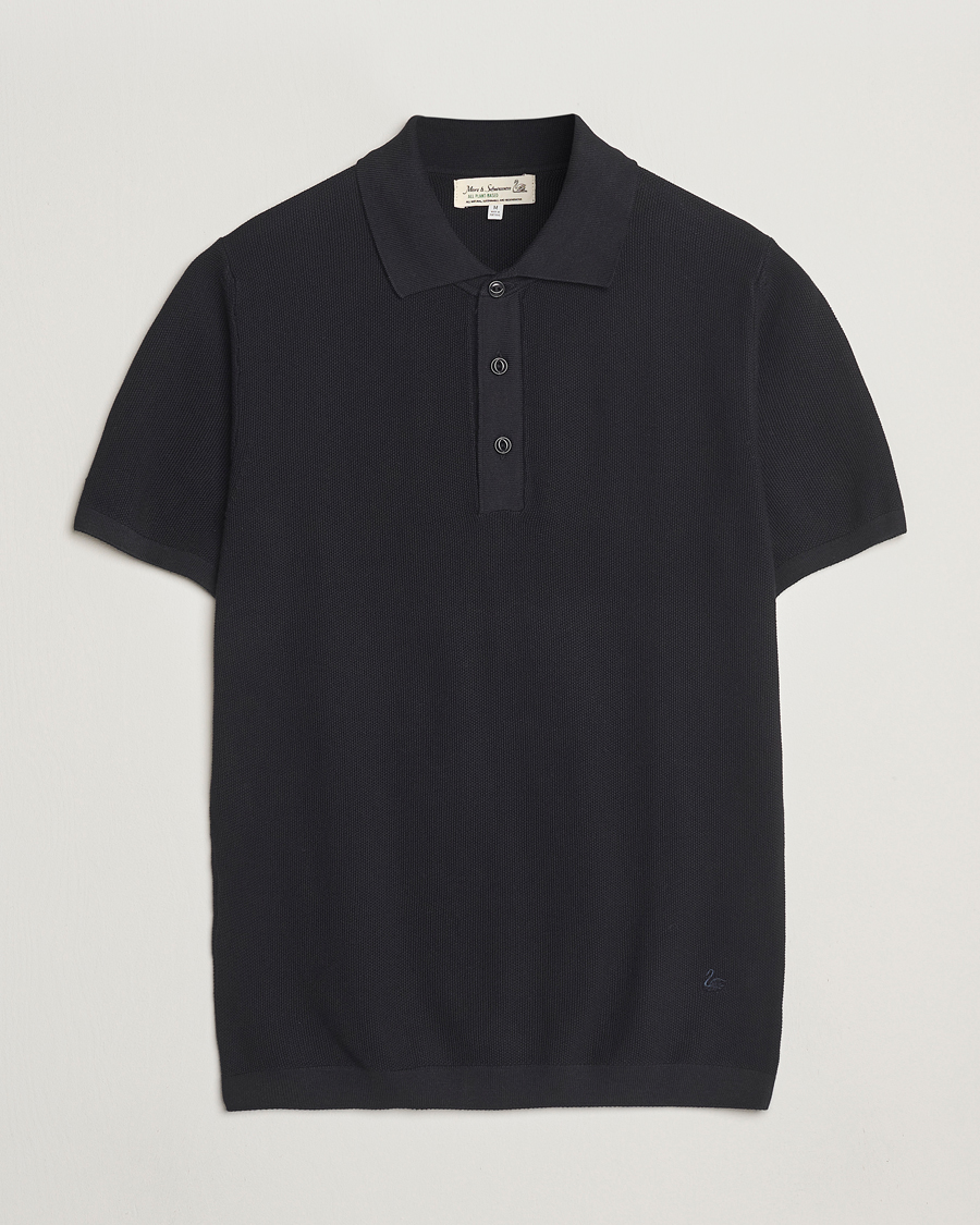 Herr | Pikéer | Merz b. Schwanen | Relaxed Fit Knitted Polo Black