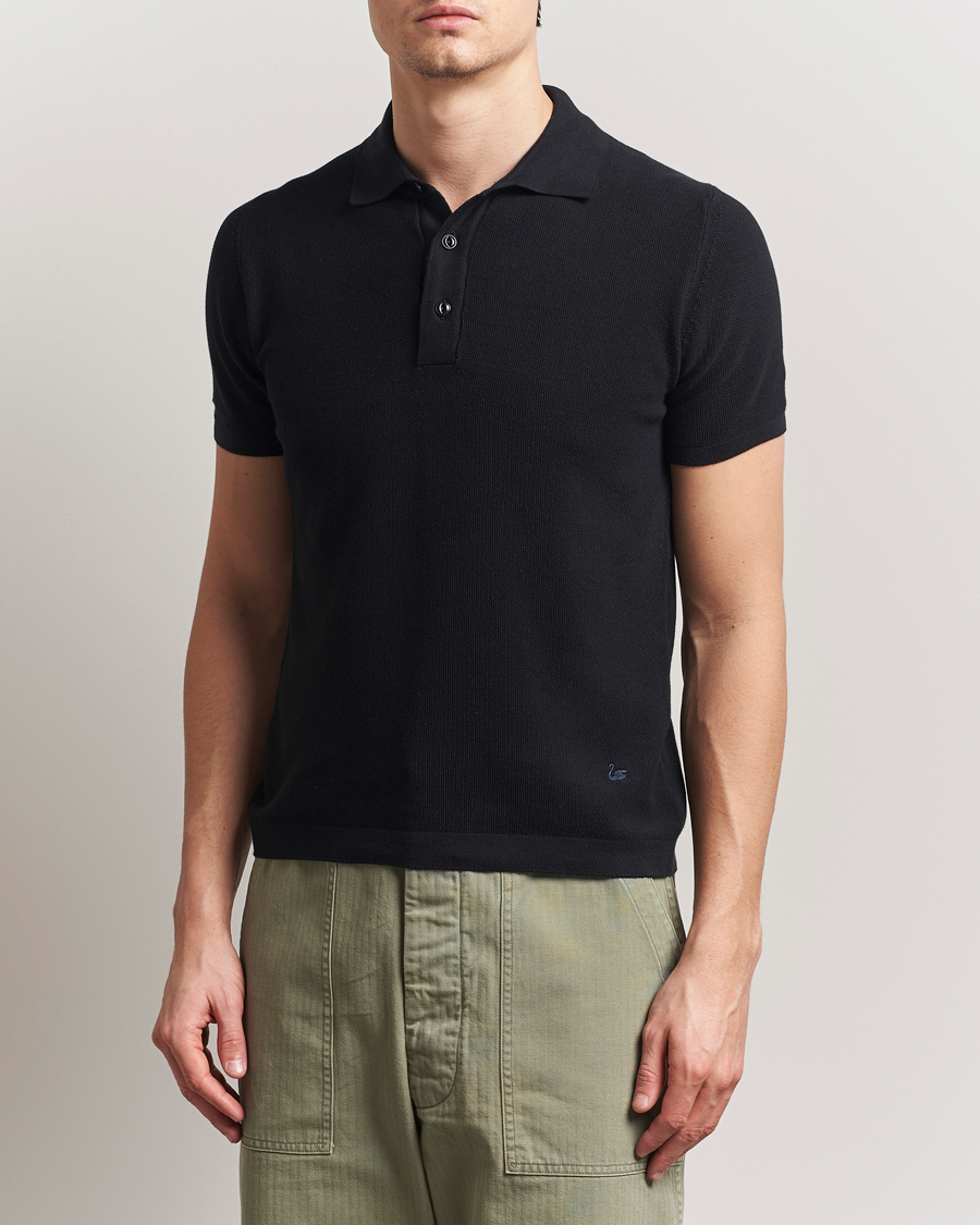 Herr | Pikéer | Merz b. Schwanen | Relaxed Fit Knitted Polo Black