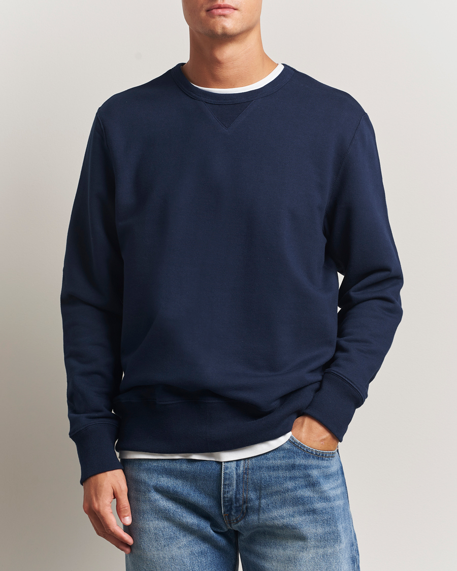 Herr | Tröjor | Merz b. Schwanen | Sturdy Loopback Fleece Sweatshirt Ink Blue