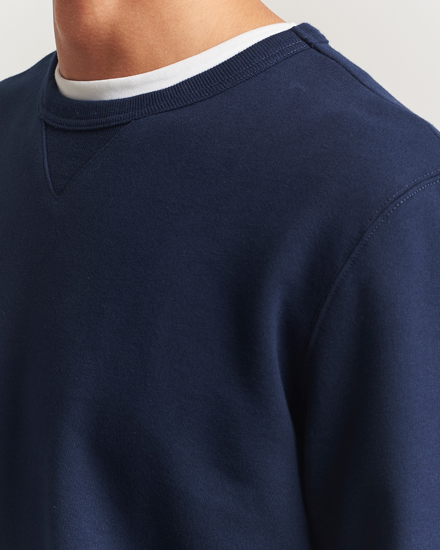 Herr | Tröjor | Merz b. Schwanen | Sturdy Loopback Fleece Sweatshirt Ink Blue