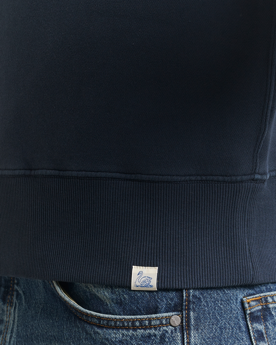 Herr | Tröjor | Merz b. Schwanen | Relaxed Fit Vintage Fleece Half Zip Sweat Denim Blue
