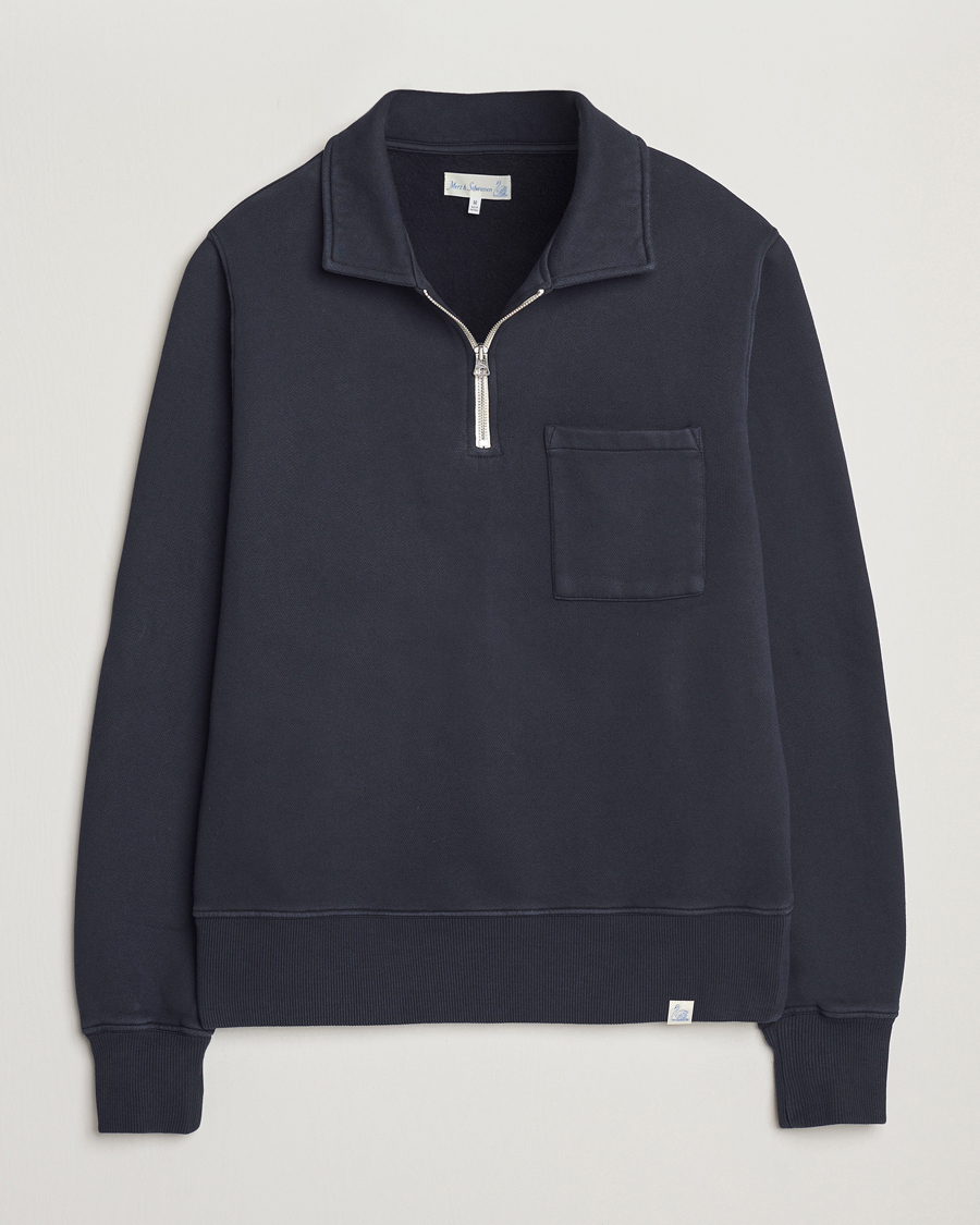 Herr | Tröjor | Merz b. Schwanen | Relaxed Fit Vintage Fleece Half Zip Sweat Charcoal