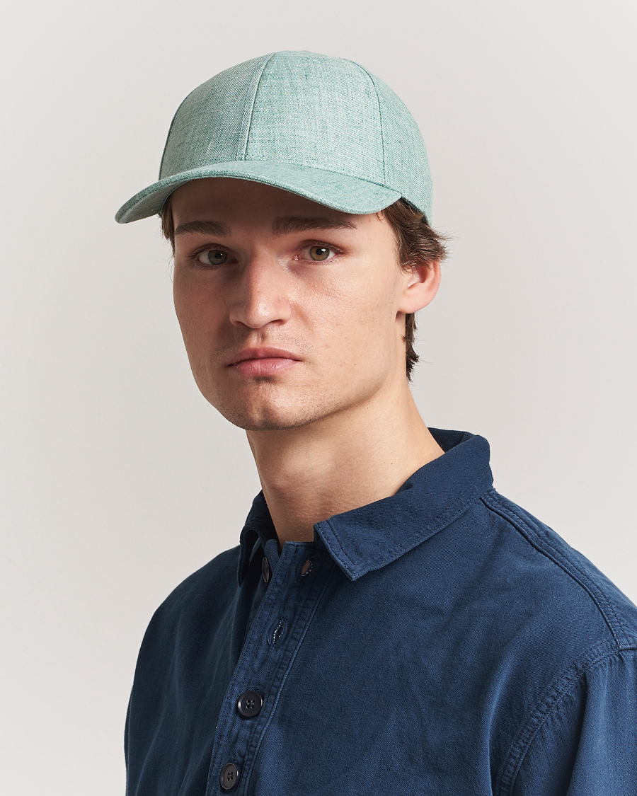 Herr | Hattar & kepsar | Varsity Headwear | Linen Baseball Cap Cyan Green