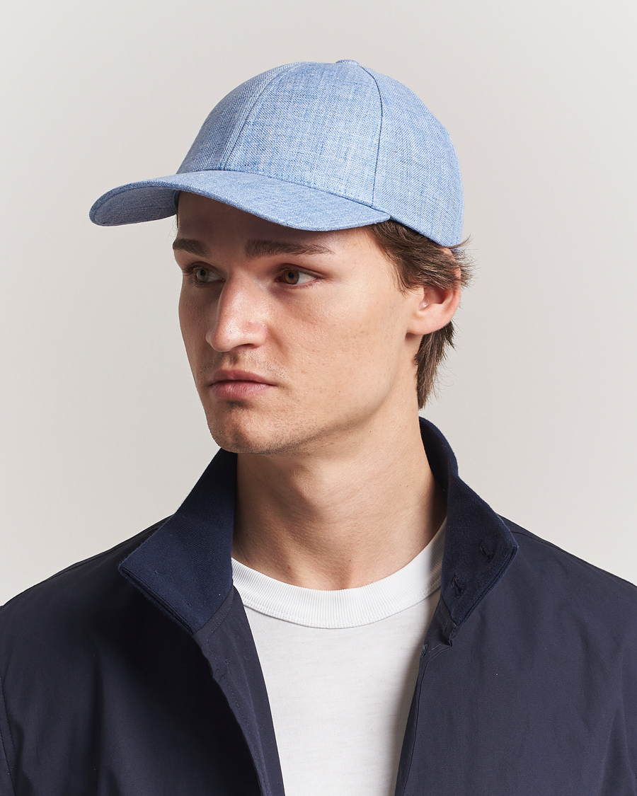 Herr | Hattar & kepsar | Varsity Headwear | Linen Baseball Cap Azure Blue
