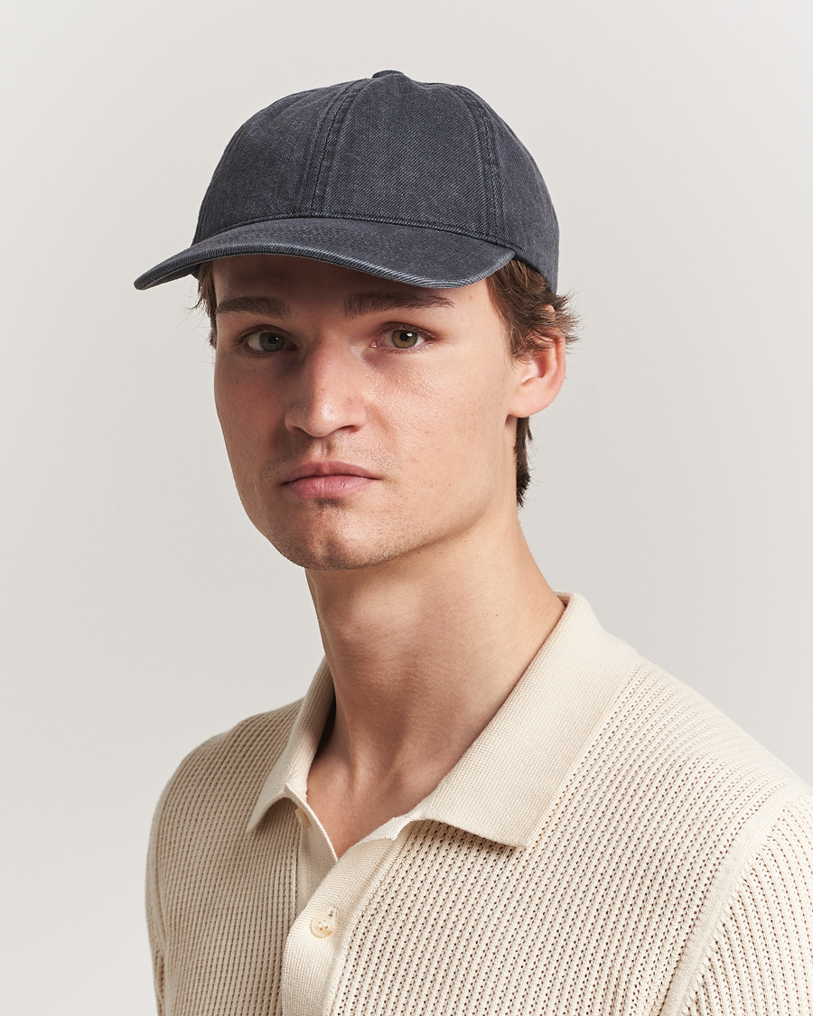 Herr | Varsity Headwear Washed Denim Baseball Cap Black | Varsity Headwear | Washed Denim Baseball Cap Black