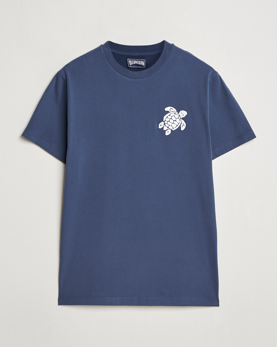Herr | T-Shirts | Vilebrequin | Turtle Embroidery Crew Neck T-Shirt Bleu Marine