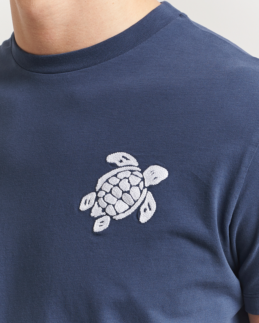 Herr | T-Shirts | Vilebrequin | Turtle Embroidery Crew Neck T-Shirt Bleu Marine