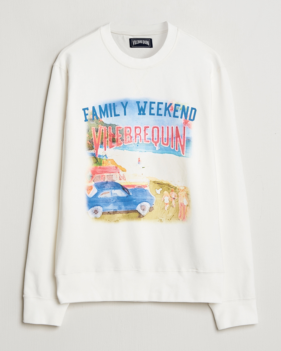 Herr | Tröjor | Vilebrequin | Printed Crew Neck Sweatshirt Off White