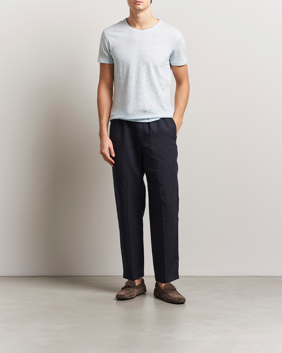 Herr | T-Shirts | Orlebar Brown | OB Linen T-Shirt Springwater Blue
