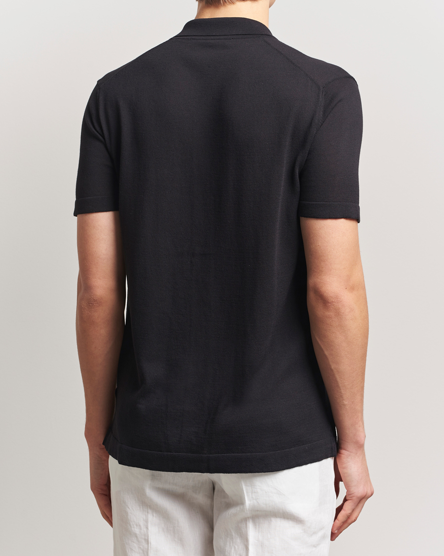 Herr | Skjortor | Orlebar Brown | Keeling Silk/Cotton Knitted Shirt Black/White Sand