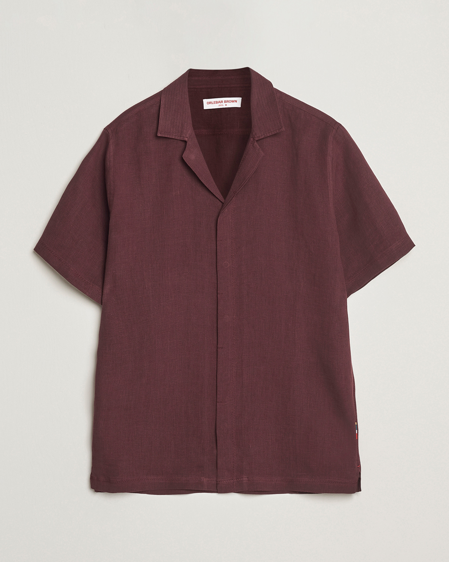 Herr | Skjortor | Orlebar Brown | Maitan II Short Sleeve Linen Shirt Damson