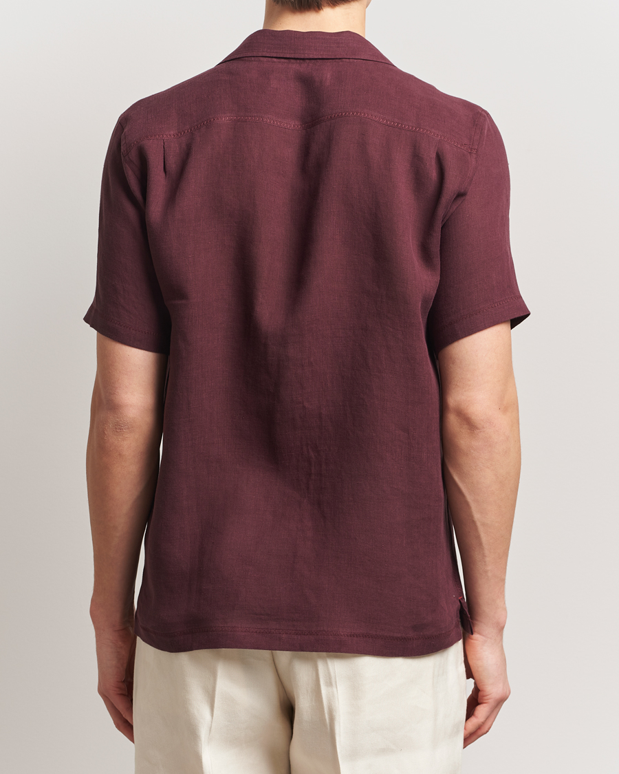 Herr | Skjortor | Orlebar Brown | Maitan II Short Sleeve Linen Shirt Damson