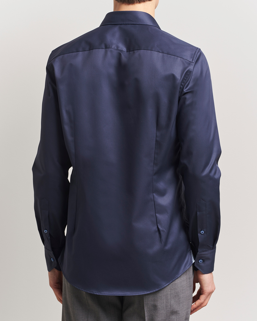 Herr | Skjortor | Stenströms | Silmline Contrast Cotton Twill Shirt Navy