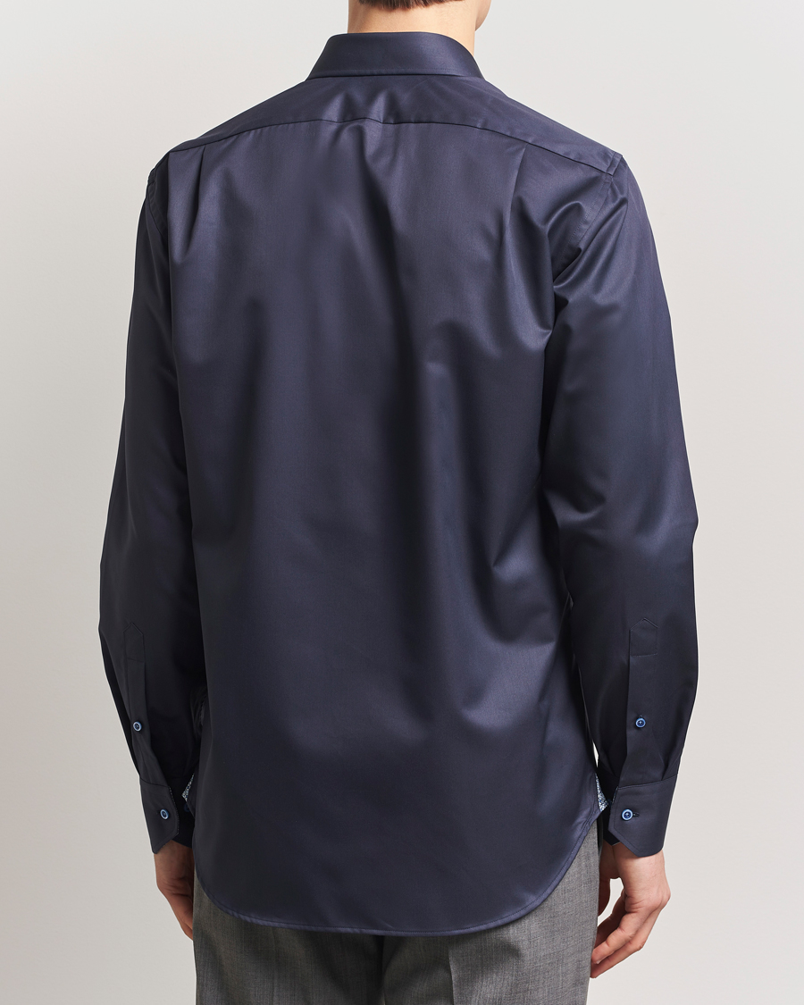 Herr | Skjortor | Stenströms | Fitted Body Contrast Cotton Twill Shirt Navy