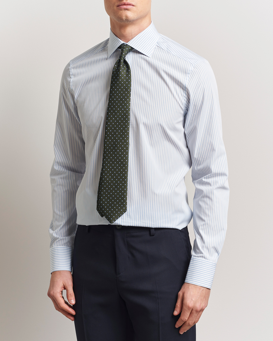 Herr | Skjortor | Stenströms | Slimline Striped Poplin Shirt White/Blue