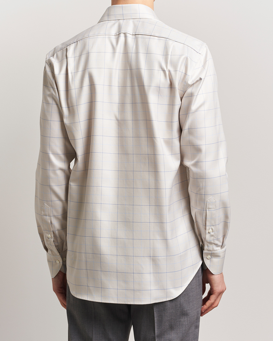 Herr | Skjortor | Stenströms | Fitted Body Checked Houndstooth Shirt Taupe