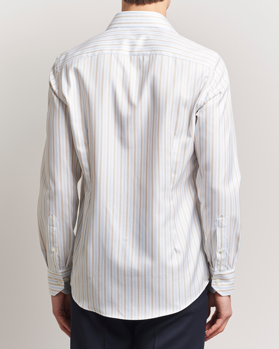 Herr | Skjortor | Stenströms | Slimline Multi Striped Twill Shirt Blue/Beige