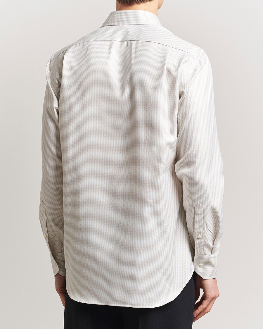 Herr | Skjortor | Stenströms | Fitted Body Small Houndstooth Shirt Beige